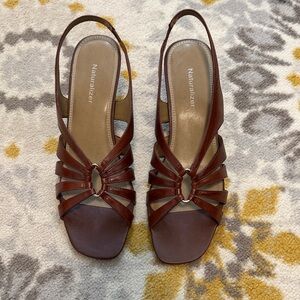 Naturalizer Brown Strappy Leather Slingback Sandals
